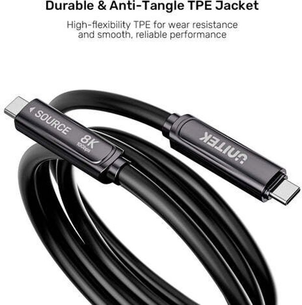 Unitek Καλώδιο USB-C σε USB-C Οπτικής Ίνας, 10Gbps, PD60W, 8K@30Hz, 15m