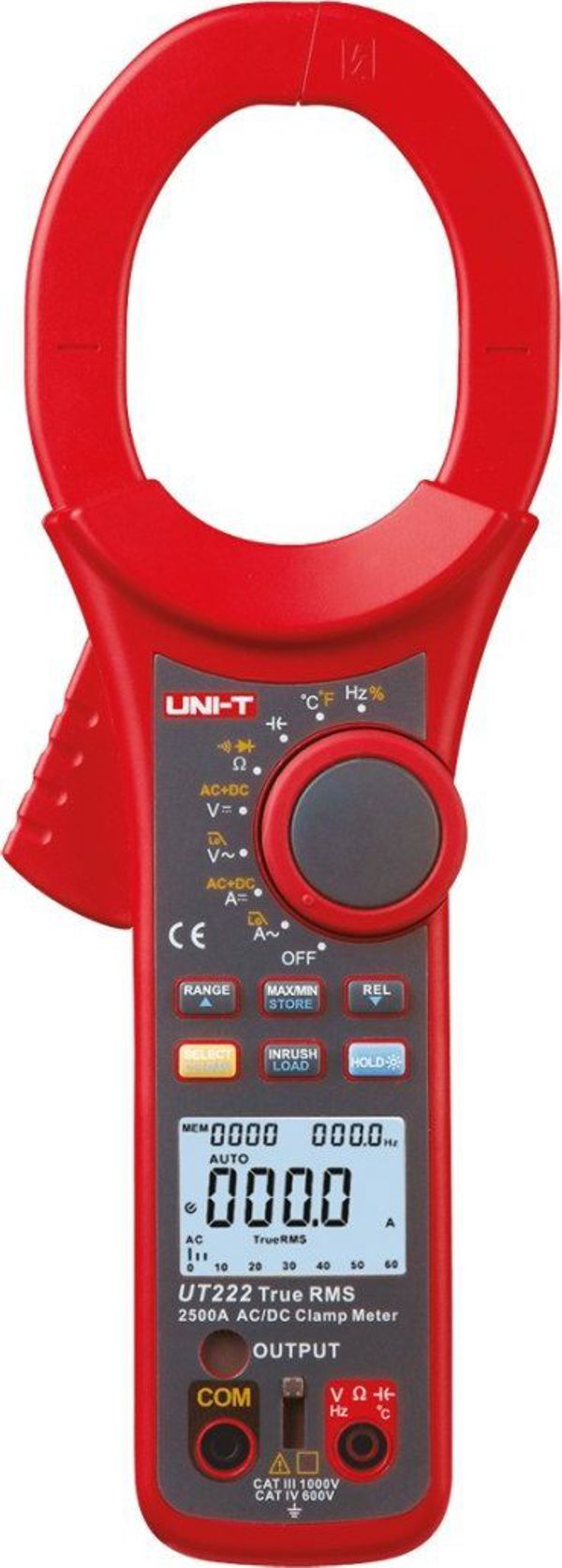 Uni-T UT222 Ψηφιακό Αμπεροτσιμπίδα 2500A AC/DC, True RMS, Μέτρηση Τάσης, Αντίστασης, Χωρητικότητας και Συχνότητας