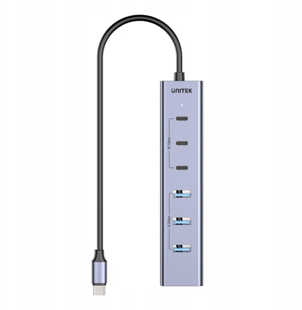 Unitek Aktywny Hub USB-C  3x USB-C 10Gbps  4x USB-A 5 Gbps z zasilaczem