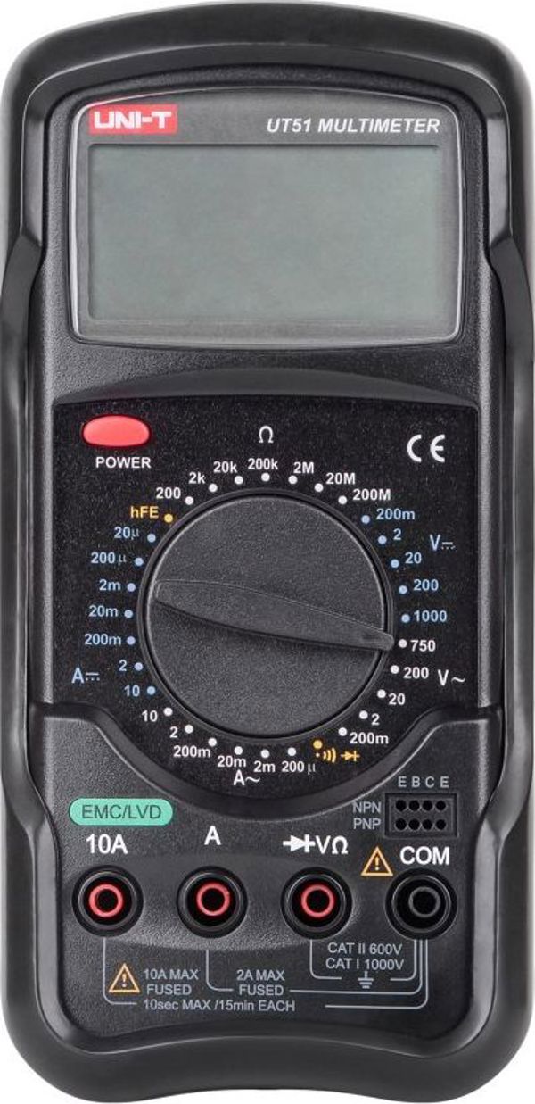 Uni-T UT51 Ψηφιακό Πολύμετρο Γενικής Χρήσης – Μετρητής Τάσης και Έντασης Ρεύματος