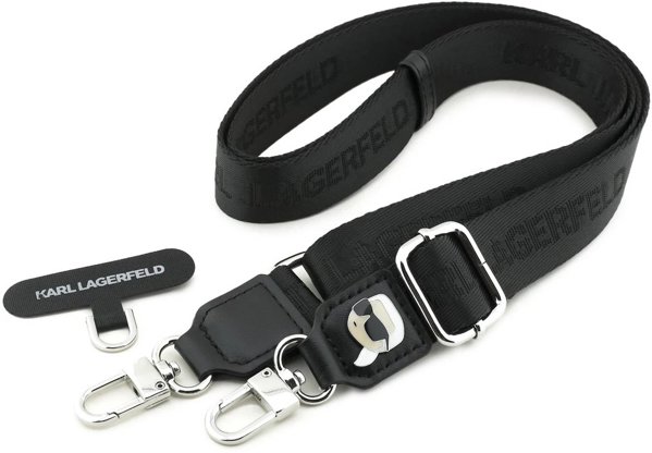 Καθολικό λουρί Karl Lagerfeld Universal Strap Tether Patch Karl Metal Logo μαύρο