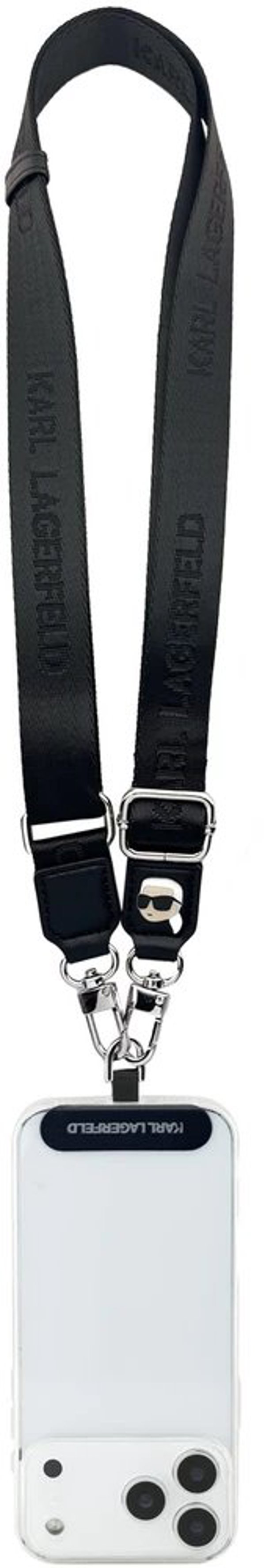 Καθολικό λουρί Karl Lagerfeld Universal Strap Tether Patch Karl Metal Logo μαύρο