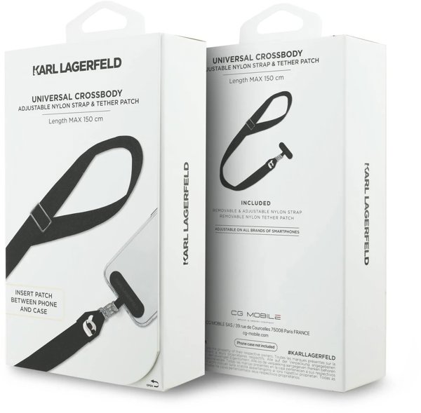 Καθολικό λουρί Karl Lagerfeld Universal Strap Tether Patch Karl Metal Logo μαύρο