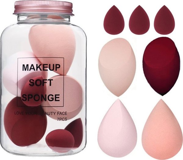Σετ 7 σφουγγαράκια μακιγιάζ Upominkarnia CREAMY RED DUO GB06CZE