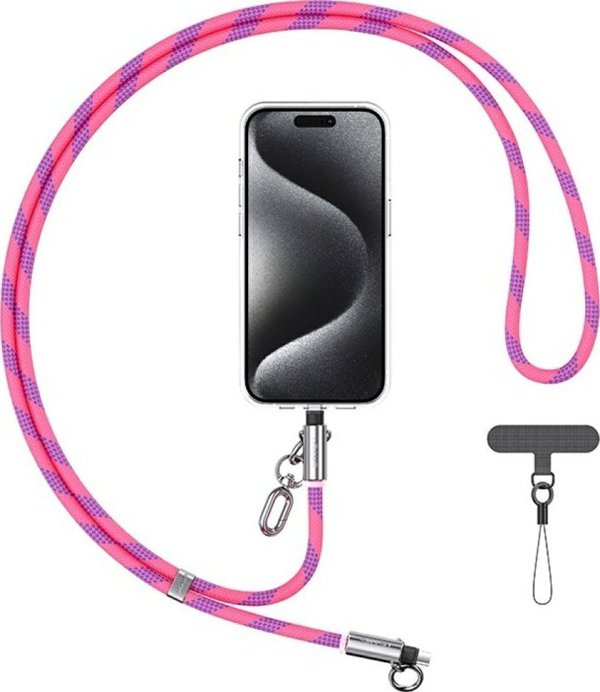 Usams Smycz do telefonu z kablem do ladowania SJ745 60W USB-C do USB-C 1.2m rozowy