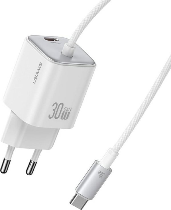 Φορτιστής Usams CC264 PD 30W με Καλώδιο Φόρτισης - Λευκός