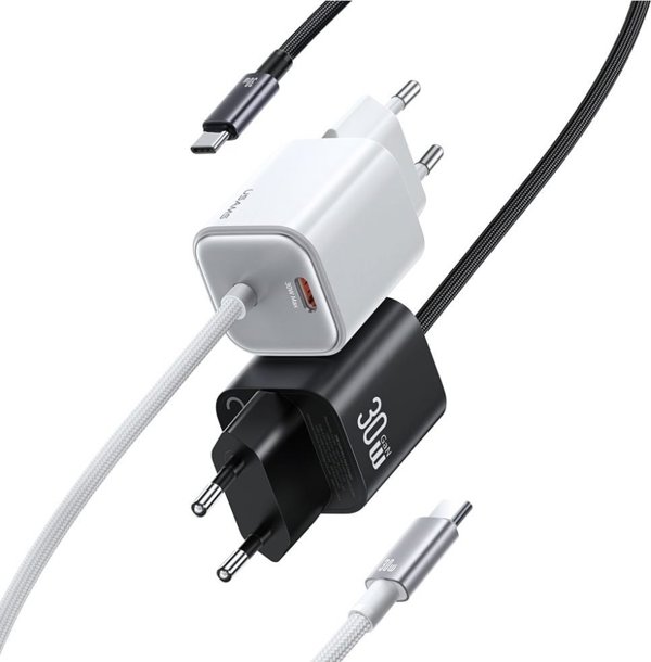 Φορτιστής Usams CC264 PD 30W με Καλώδιο Φόρτισης - Λευκός