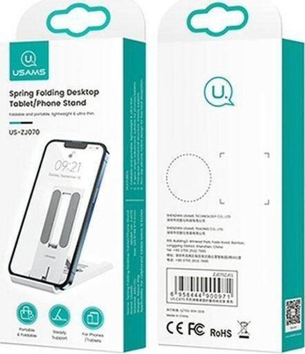 USAMS Βάση Γραφείου US-ZJ070 για Smartphone & Tablet Ρυθμιζόμενη Λευκή