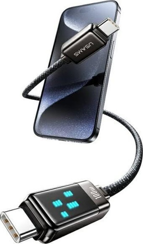 Καλώδιο Usams Meteor Series USB-C σε USB-C 100W, 1.2m, Γρήγορης Φόρτισης, από Κράμα Ψευδαργύρου, Μαύρο (US-SJ744)
