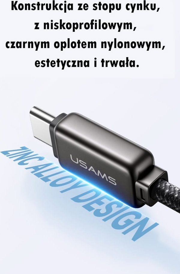 Usams Καλώδιο Meteor US-SJ743 USB-C σε Lightning 30W 1.2m, Γρήγορης Φόρτισης, από Κράμα Ψευδαργύρου, Μαύρο
