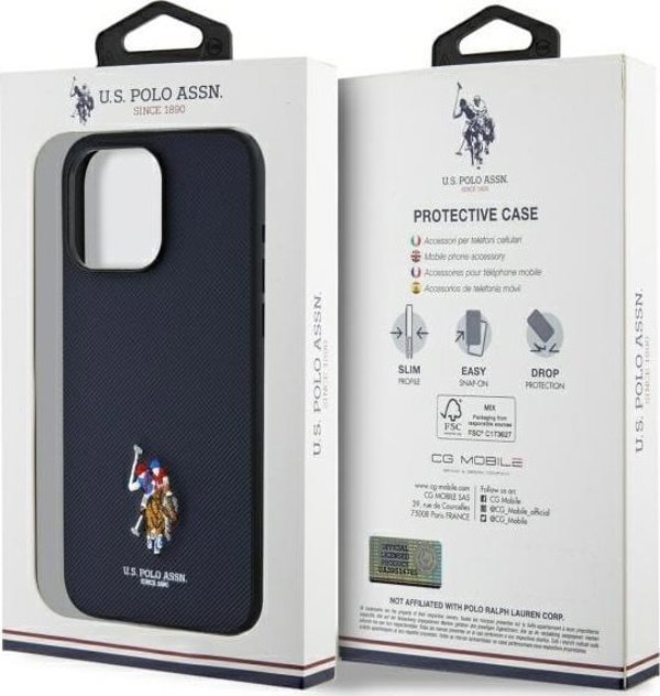 US Polo USHCP15XPEMV iPhone 15 Pro Max 6,7" κεντημένο DH χρώμα μπλε/ναυτικό