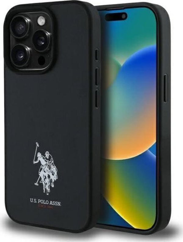 US Polo USHCP15XPGEK iPhone 15 Pro Max 6,7" μαύρο Δερμάτινο Κεντημένο DH Χρώμα