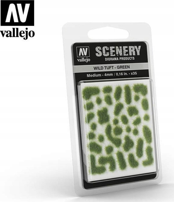 Vallejo Wild Tuft Green SC406 - Αυτοκόλλητες Τούφες για Μακέτες 4mm (35 τεμάχια)
