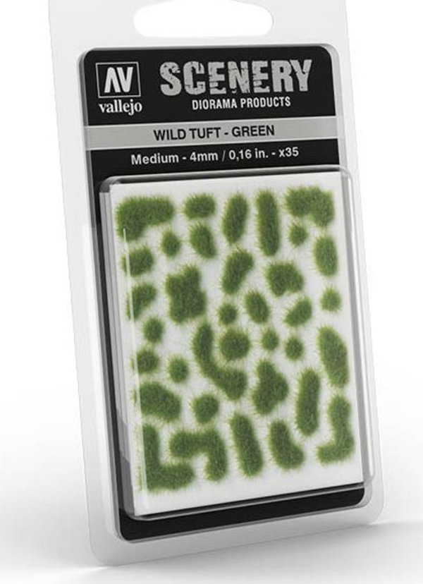 Vallejo Wild Tuft Green SC406 - Αυτοκόλλητες Τούφες για Μακέτες 4mm (35 τεμάχια)