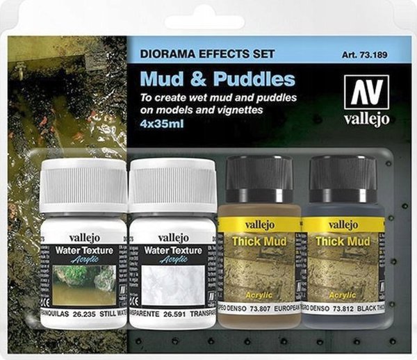 Vallejo Diorama Effects Set Mud & Puddles - 73.189, Σετ 4 x 35ml για Μοντελισμό