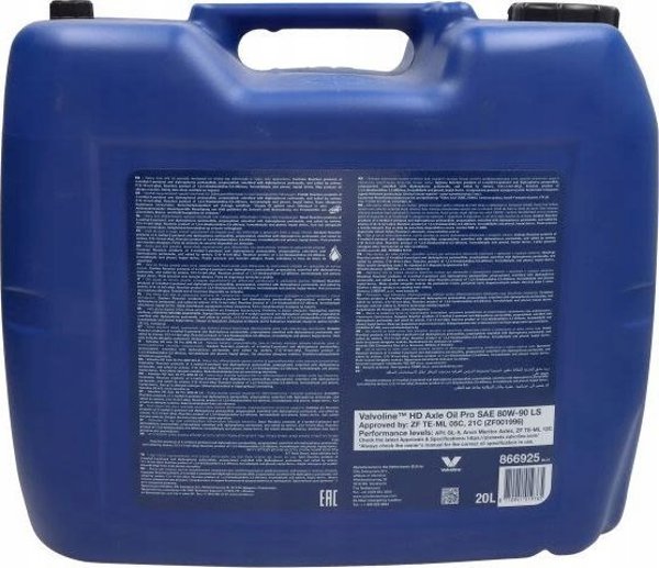 Valvoline Transmisijos alyva HD AXLE OIL PRO 80W90 LS 20L, Valvoline