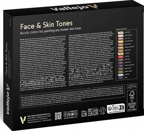 Vallejo Model Color Σετ Χρωμάτων Figure Face & Skin Tones - 16 Χρώματα x 18ml