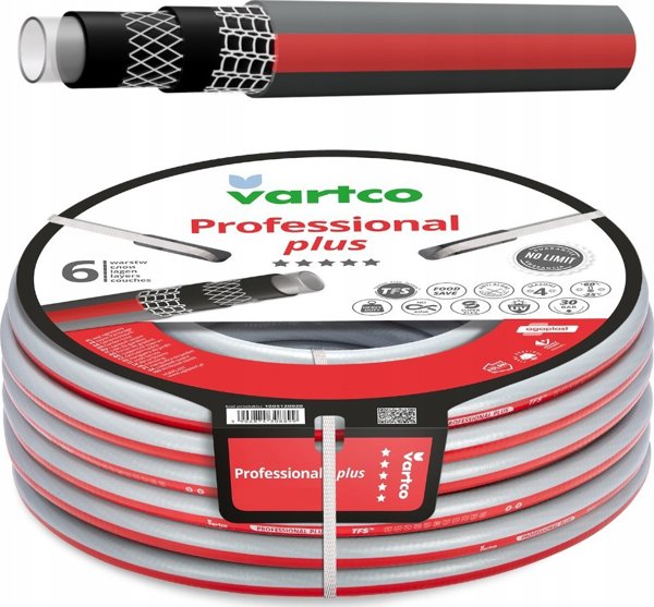 Vartco Λάστιχο κήπου 1/2" 30μ 6-στρώσεων Vartco PROFESSIONAL PLUS TFS 1005120030