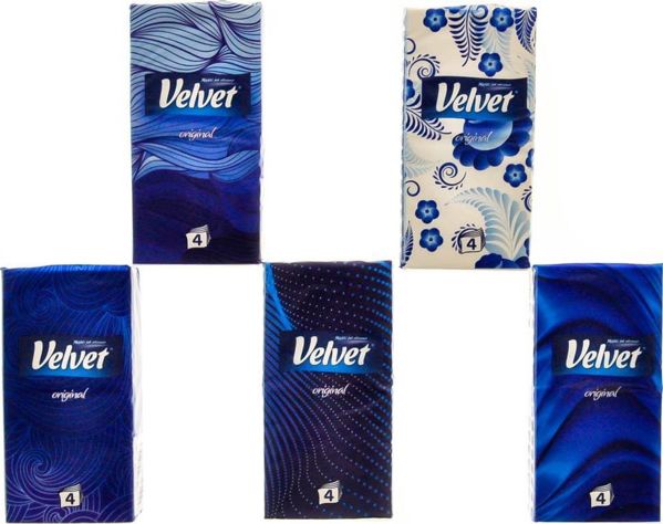 Velvet Original Χαρτομάντιλα 4 Στρώσεων, 10 Πακέτα x 9 Τεμάχια