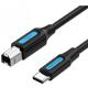 VENTION USB 2.0 Type-C Male to B Male 2A Print Cable 1.5M Black (CQUBG) (VENCQUBG)