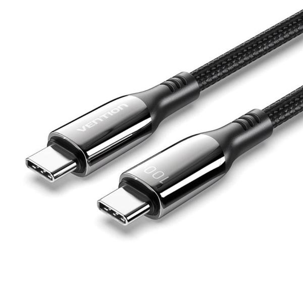 VENTION Nylon Braided USB 2.0 C Male to C Male 5A Cable 2M Black Zinc Alloy Type (CTXBH) (VENCTXBH)