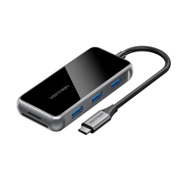 VENTION USB-C to HDMI/USB 3.0x3/SD/TF/PD Docking Station 0.15M Gray Mirrored Surface Type (TFMHB) (VENTFMHB)