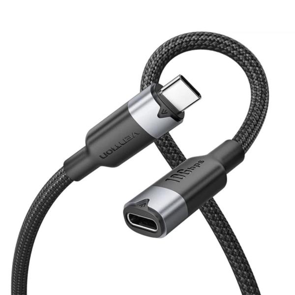 VENTION USB 3.2 Gen2 C Male to C Female 10Gbps Extension Cable 0.5M Black Aluminum Alloy Type (TRFBD) (VENTRFBD)