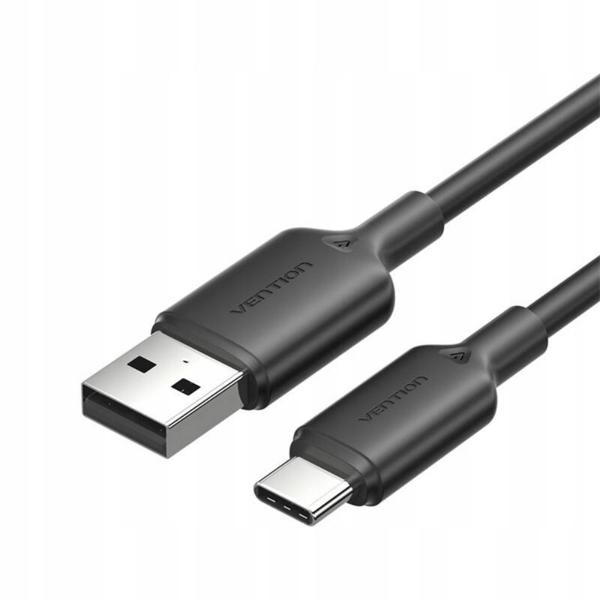 VENTION USB 2.0 A Male to C Male 3A Cable 1M Black PVC Type (CTQBF) (VENCTQBF)