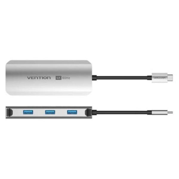 VENTION USB-C to HDMI/USB 3.0 x3/PD Docking Station 0.15M Gray Aluminum Alloy Type (TQDHB) (VENTQDHB)