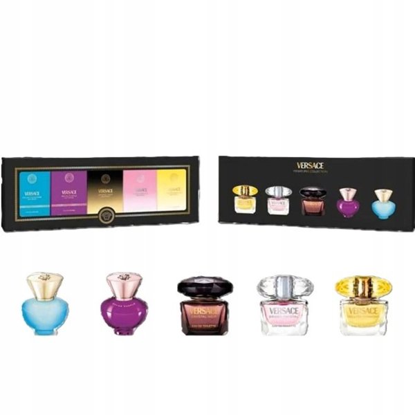 Versace Dylan Turquoise Eau de Toilette 5ml + Dylan Purple Eau de Parfum 5ml + Crystal Noir Eau de Toilette 5ml + Bright Crystal Eau de Toilette 5ml + Yellow Diamond Eau de Toilette 5ml