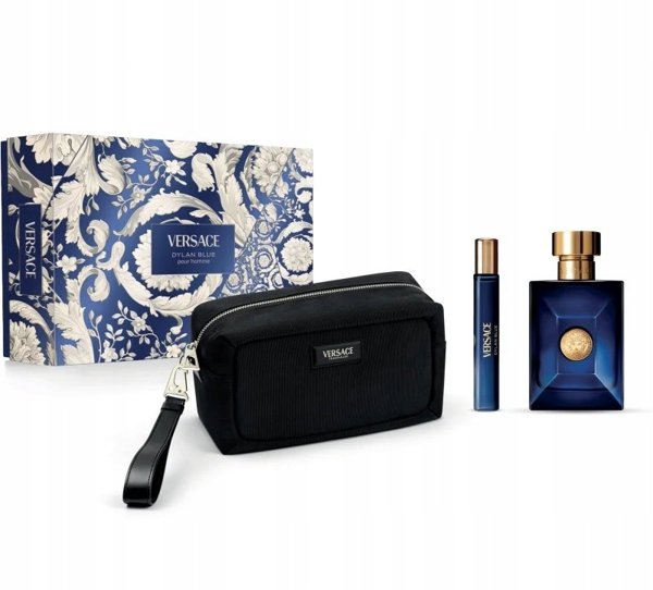 Versace Set Versace: Dylan Blue, Eau De Toilette, For Men, 100 ml + Dylan Blue, Eau De Toilette, For Men, 10 ml + Versace, Zippered, GWP Textile Pouch, Black For Men