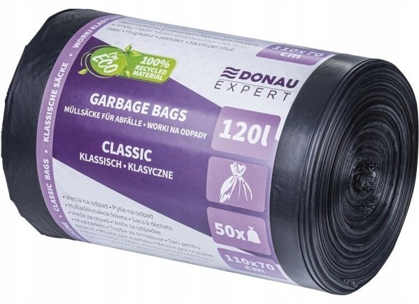 Σακούλες Απορριμμάτων Donau Expert Vergionic, LDPE, 120L, 50 Τεμάχια, Μαύρες