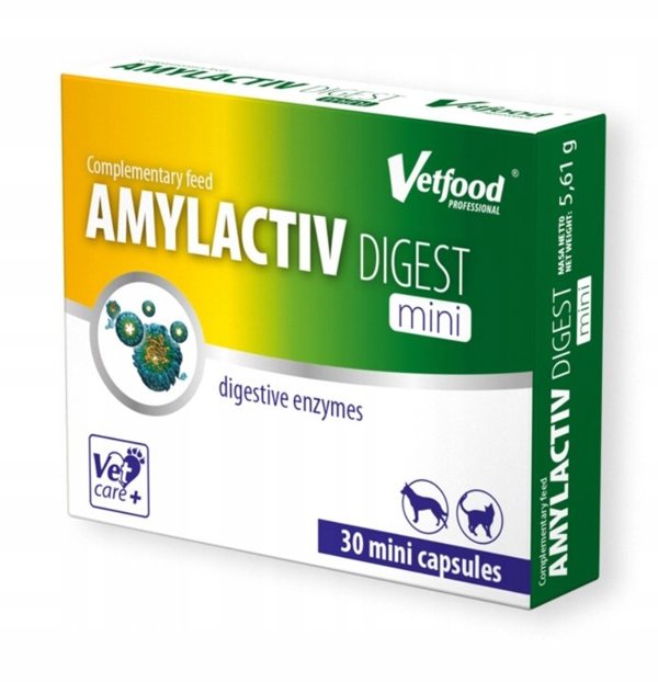 Vetfood Amylactiv Digest Mini Πεπτικά Ένζυμα για Σκύλους & Γάτες 30 Κάψουλες