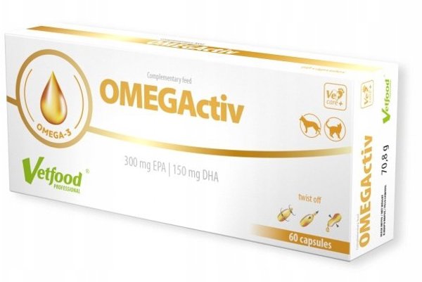 Vetfood OMEGActiv Omega-3 Συμπλήρωμα για Σκύλους και Γάτες, 60 Κάψουλες