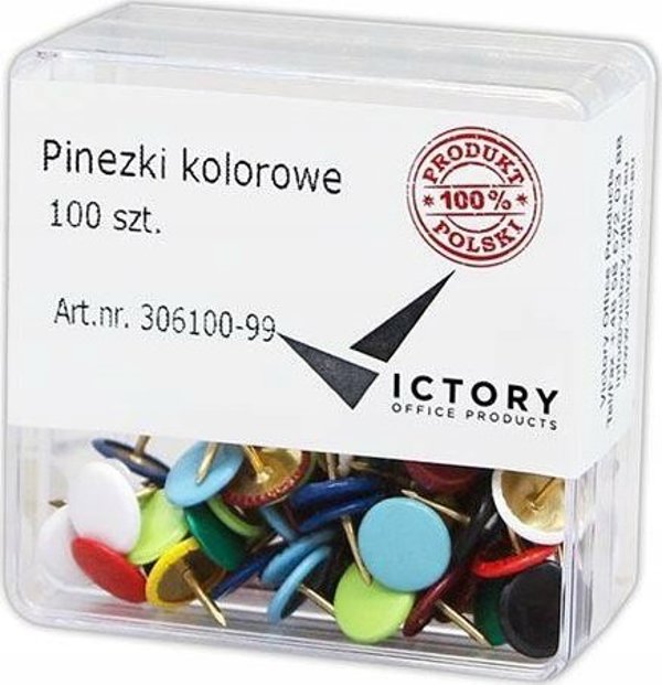 Victory Office Καρφίτσες Σημειώσεων Mix Χρωμάτων, 100 Τεμάχια σε Πλαστικό Δοχείο