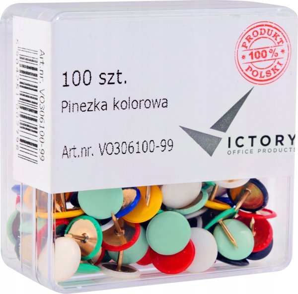 Victory Office Καρφίτσες Σημειώσεων Mix Χρωμάτων, 100 Τεμάχια σε Πλαστικό Δοχείο