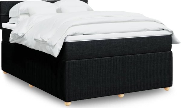 vidaXL Κρεβάτι continental με στρώμα, μαύρο ύφασμα, 140x190 εκ