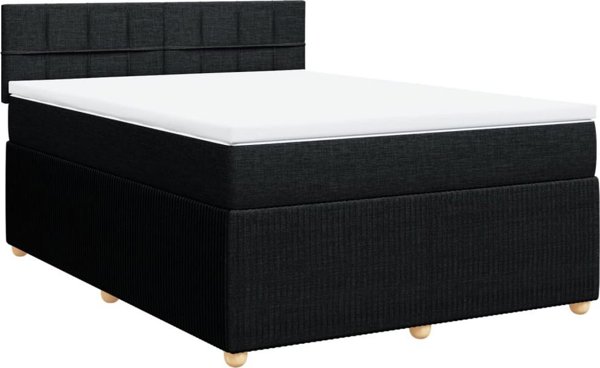 vidaXL Κρεβάτι continental με στρώμα, μαύρο ύφασμα, 140x190 εκ