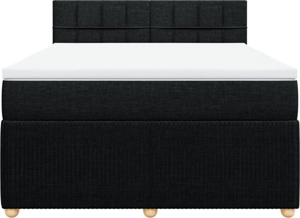 vidaXL Κρεβάτι continental με στρώμα, μαύρο ύφασμα, 140x190 εκ