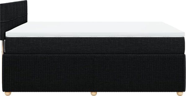 vidaXL Κρεβάτι continental με στρώμα, μαύρο ύφασμα, 140x190 εκ