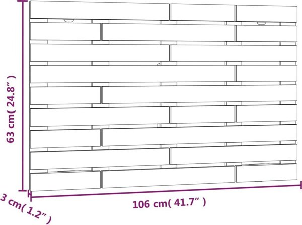 vidaXL Προσκέφαλο κρεβατιού, μαύρο, 106x3x63 cm, ξύλο πεύκου