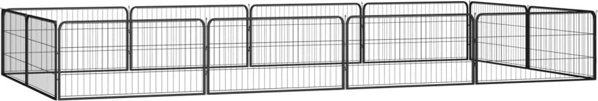 vidaXL Kojec dla psa, 12 panele, czarny, 100x50 cm, stal