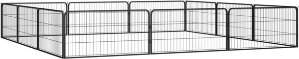 vidaXL Kojec dla psa, 12 panele, czarny, 100x50 cm, stal