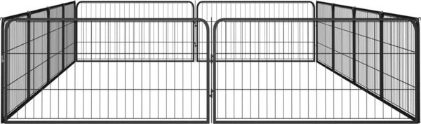 vidaXL Kojec dla psa, 12 panele, czarny, 100x50 cm, stal