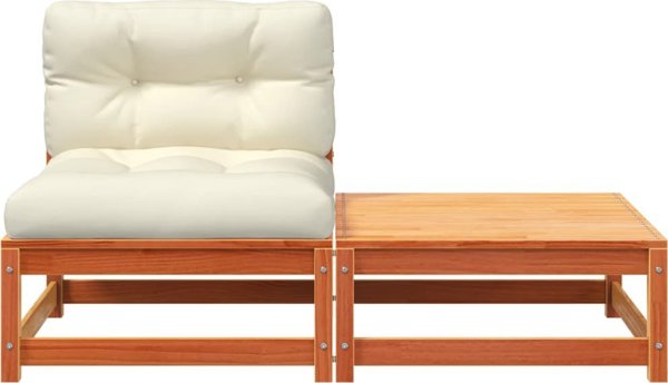 vidaXL Ogrodowa sofa bez podlokietnikow z poduszkami i podnozkiem