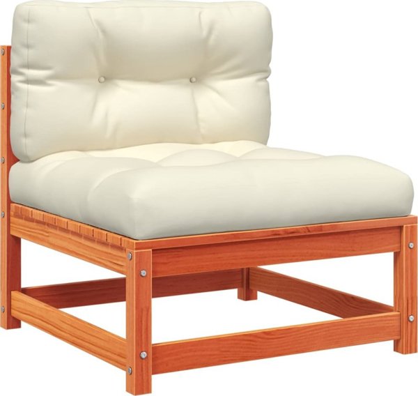 vidaXL Ogrodowa sofa bez podlokietnikow z poduszkami i podnozkiem