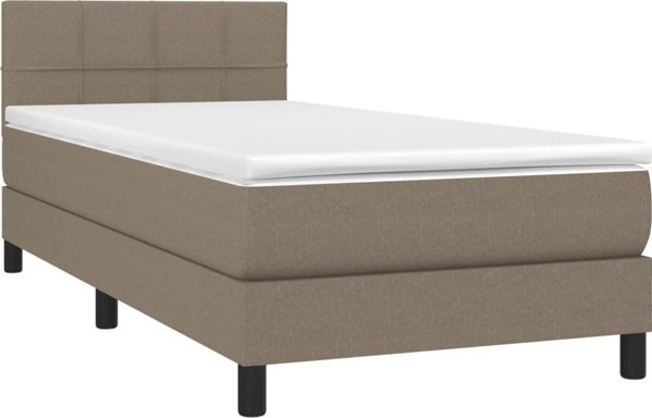 vidaXL Κοντινενταλ κρεβάτι με στρώμα, taupe, ύφασμα 90x200 cm