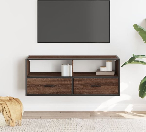 vidaXL Έπιπλο τηλεόρασης από καφέ δρυς, 100x31x39,5 εκ