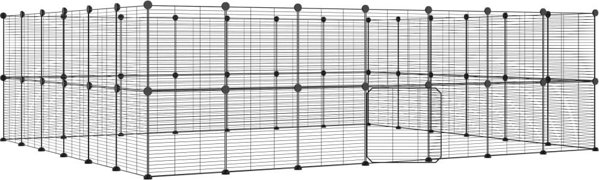 vidaXL Κλωβός για ζώα με πύλη, 52 πάνελ, μαύρος, 35x35 cm, ατσάλι