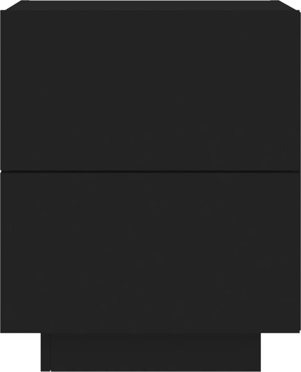 vidaXL Κομοδίνο με LED, μαύρο, από ξυλοπολυμερές υλικό